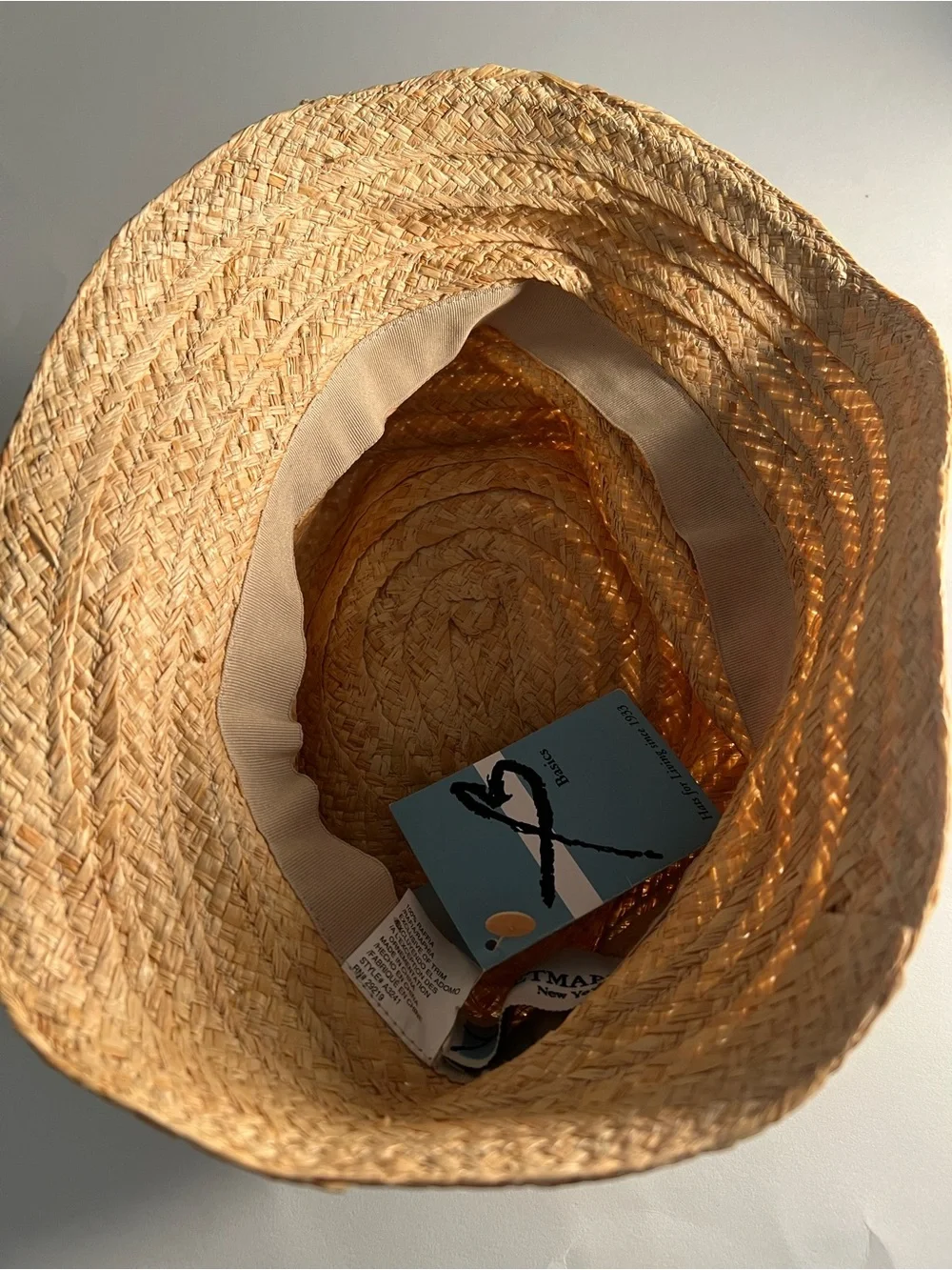 New Straw Trendy Hat - Natural with Brown Stripe